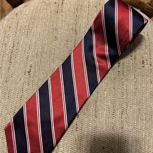 Tommy Hilfiger Classic Red and Blue Striped Silk Tie